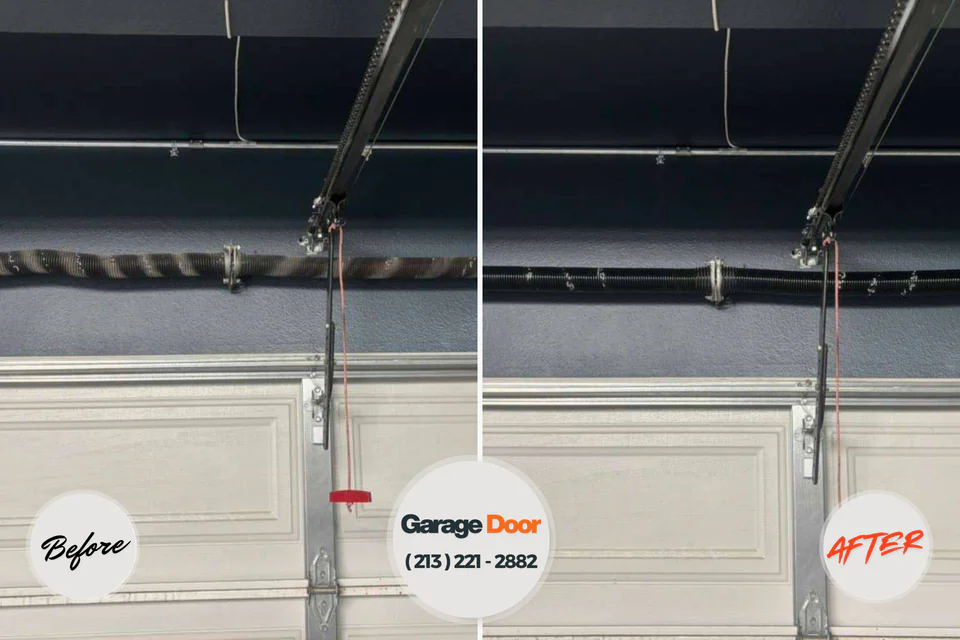 Before and after: garage door repair Piney Green, NC